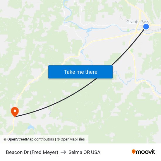 Beacon Dr (Fred Meyer) to Selma OR USA map