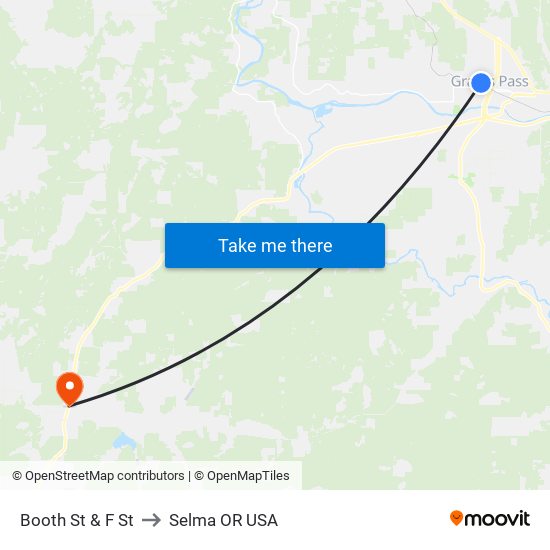 Booth St & F St to Selma OR USA map