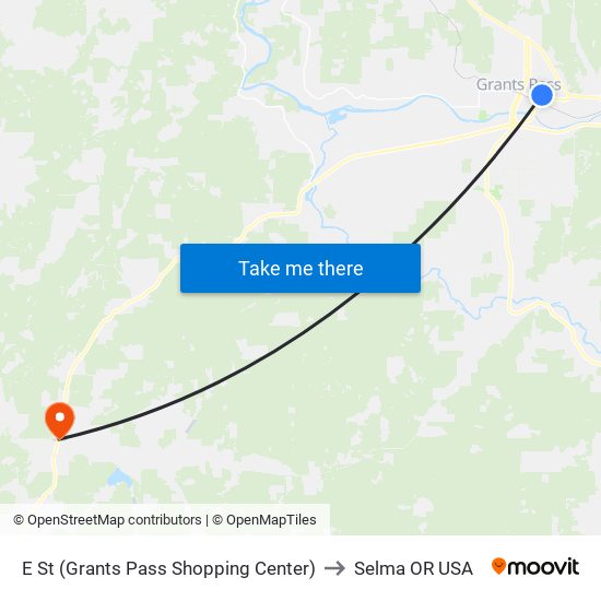 E St (Grants Pass Shopping Center) to Selma OR USA map