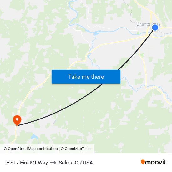 F St (Fire Mt Gems) to Selma OR USA map