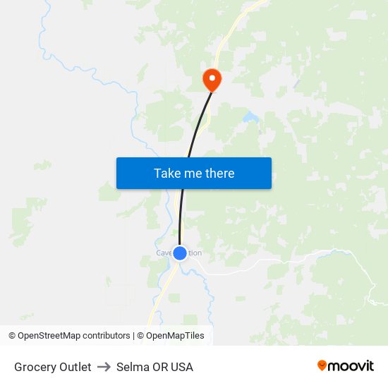 Grocery Outlet to Selma OR USA map