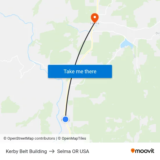 Kerby Belt Building to Selma OR USA map