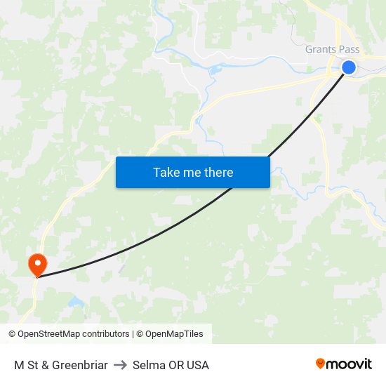 M St & Greenbriar to Selma OR USA map