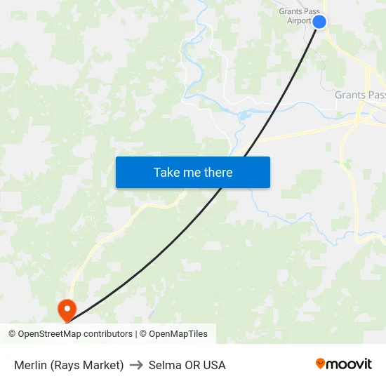 Merlin (Rays Market) to Selma OR USA map