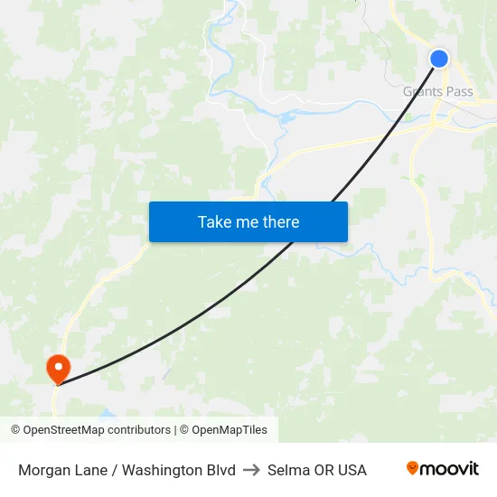 Morgan Lane / Washington Blvd to Selma OR USA map