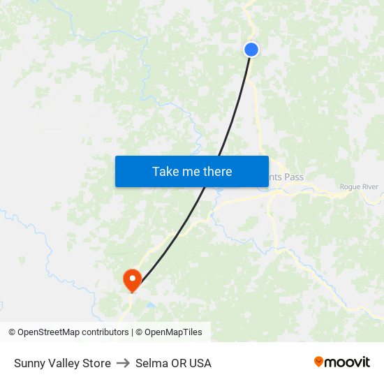 Sunny Valley Store to Selma OR USA map