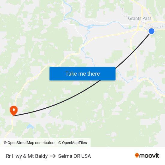 Rr Hwy & Mt Baldy to Selma OR USA map