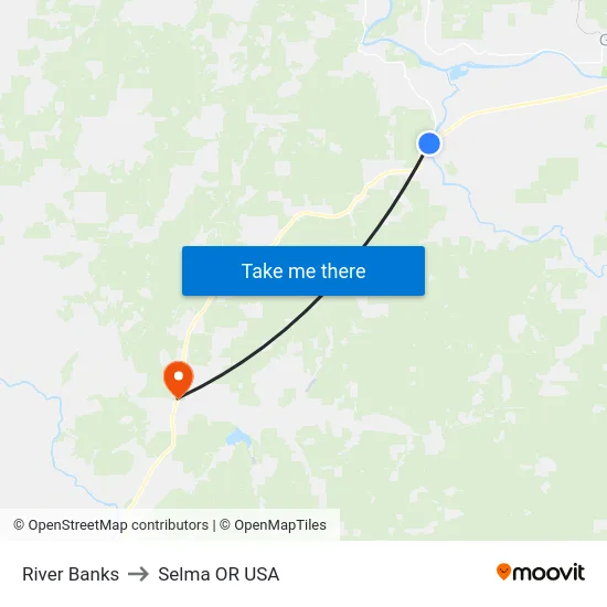 River Banks to Selma OR USA map