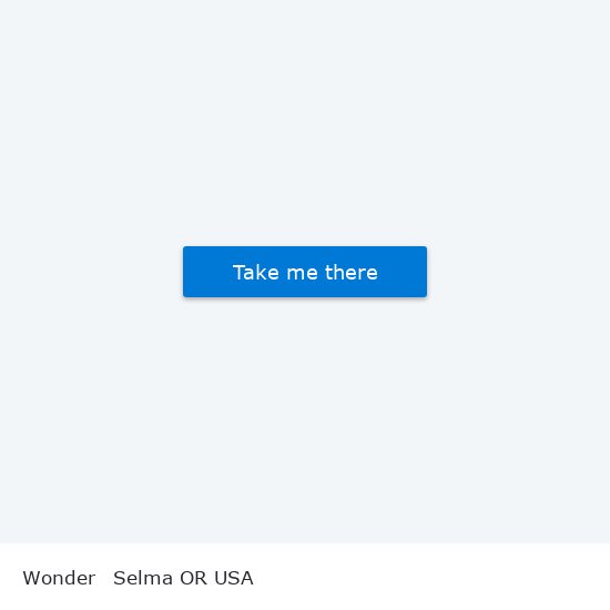 Wonder to Selma OR USA map