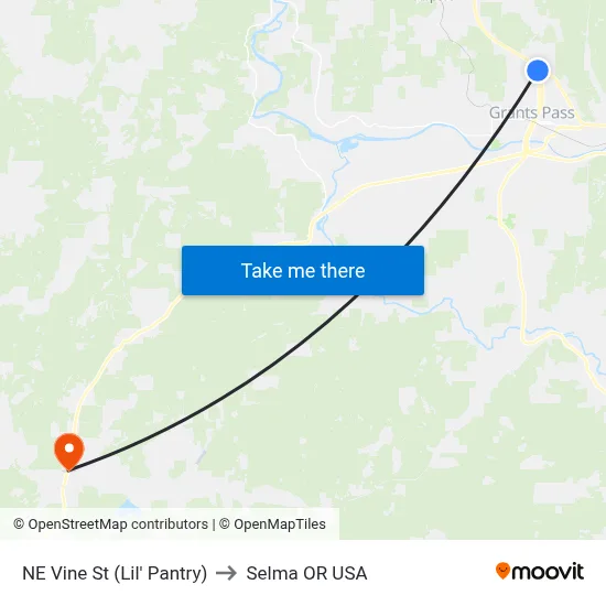 NE Vine St (Lil' Pantry) to Selma OR USA map