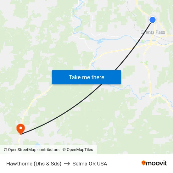 Hawthorne (Dhs & Sds) to Selma OR USA map