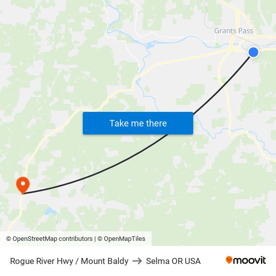 Rogue River Hwy / Mount Baldy to Selma OR USA map