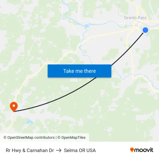 Rr Hwy & Carnahan Dr to Selma OR USA map