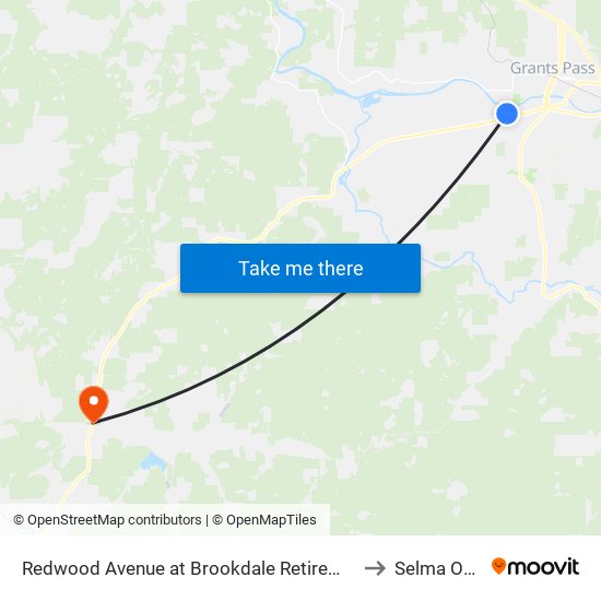 Redwood Avenue at Brookdale Retirement Community to Selma OR USA map