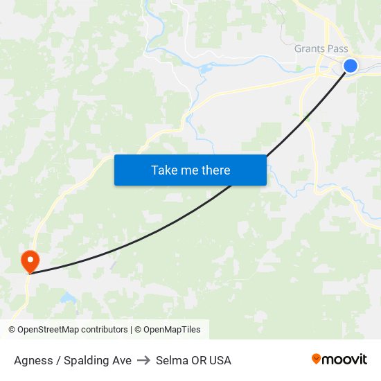 Agness / Spalding Ave to Selma OR USA map