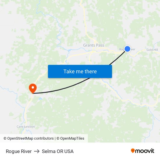 Rogue River to Selma OR USA map