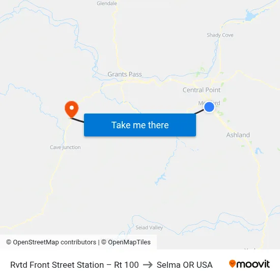 Rvtd Front Street Station – Rt 100 to Selma OR USA map