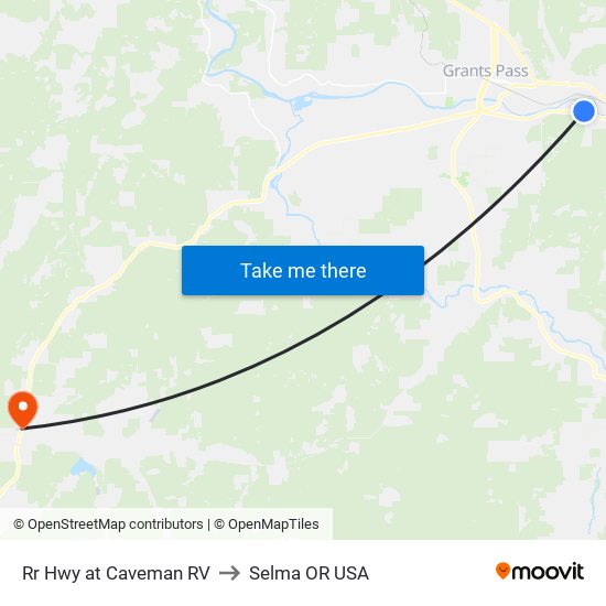 Rr Hwy at Caveman RV to Selma OR USA map