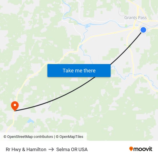 Rr Hwy & Hamilton to Selma OR USA map