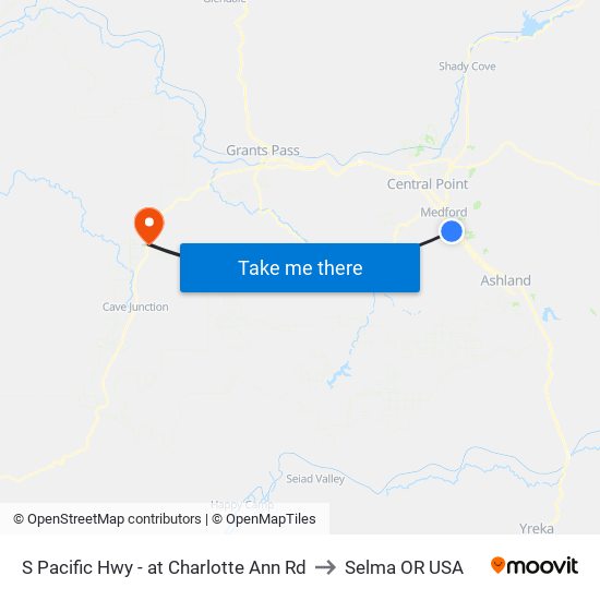 S Pacific Hwy - at Charlotte Ann Rd to Selma OR USA map