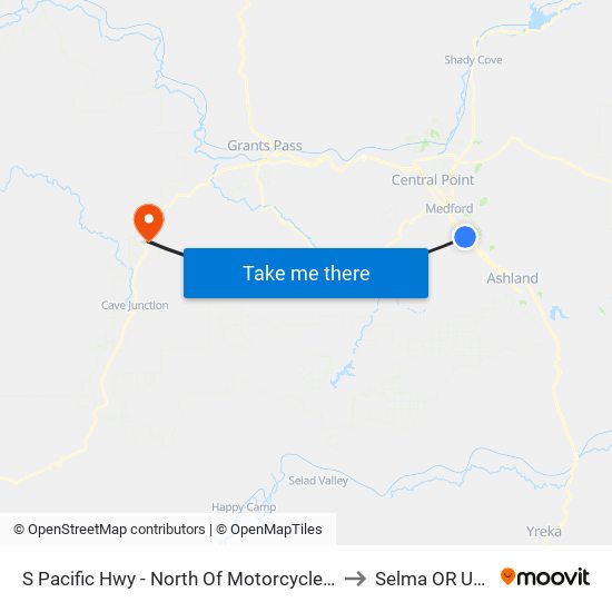 S Pacific Hwy - North Of Motorcycle Ln to Selma OR USA map