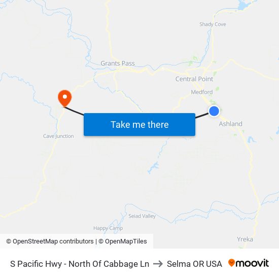 S Pacific Hwy - North Of Cabbage Ln to Selma OR USA map