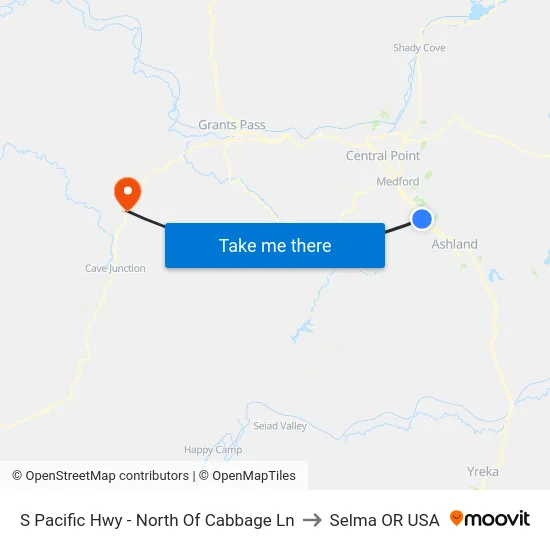 S Pacific Hwy - North Of Cabbage Ln to Selma OR USA map