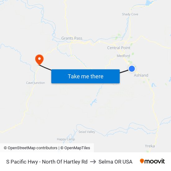 S Pacific Hwy - North Of Hartley Rd to Selma OR USA map