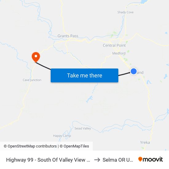 Highway 99 - South Of Valley View Rd to Selma OR USA map