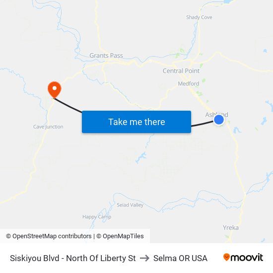 Siskiyou Blvd - North Of Liberty St to Selma OR USA map