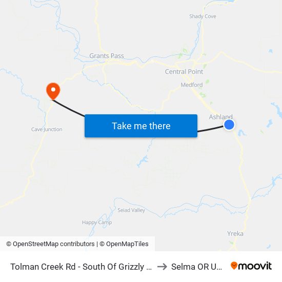 Tolman Creek Rd - South Of Grizzly Dr to Selma OR USA map