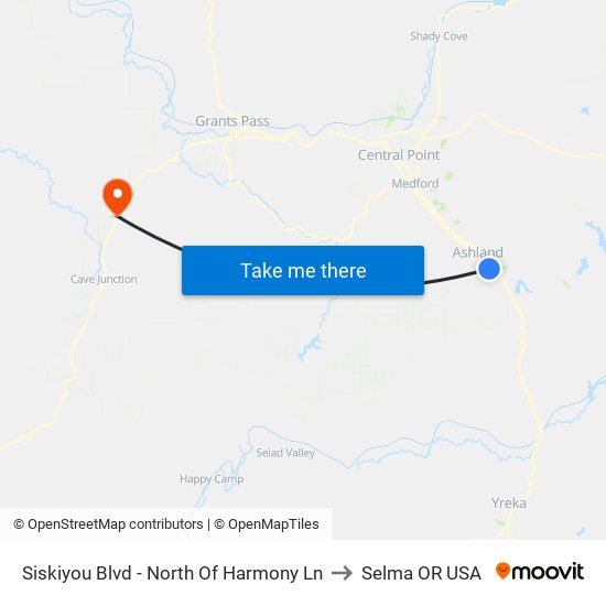 Siskiyou Blvd - North Of Harmony Ln to Selma OR USA map