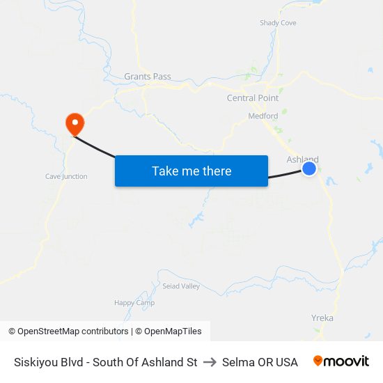 Siskiyou Blvd - South Of Ashland St to Selma OR USA map