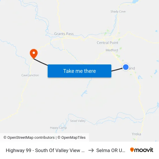 Highway 99 - South Of Valley View Rd to Selma OR USA map