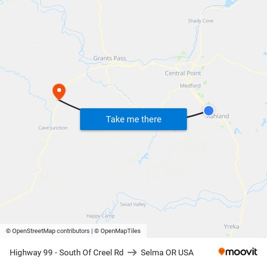 Highway 99 - South Of Creel Rd to Selma OR USA map