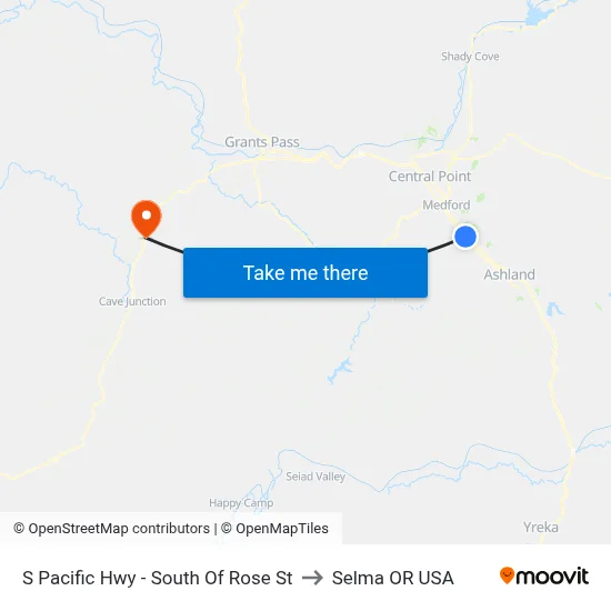 S Pacific Hwy - South Of Rose St to Selma OR USA map