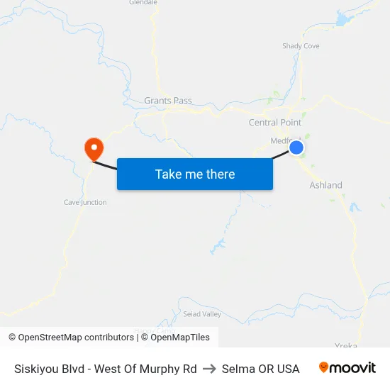 Siskiyou Blvd - West Of Murphy Rd to Selma OR USA map
