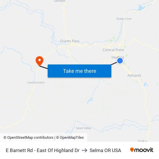 E Barnett Rd - East Of Highland Dr to Selma OR USA map