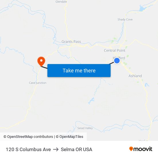 120 S Columbus Ave to Selma OR USA map