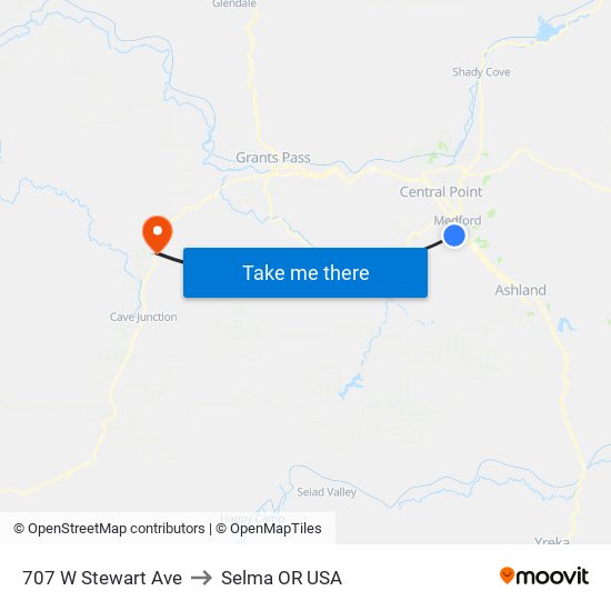 707 W Stewart Ave to Selma OR USA map