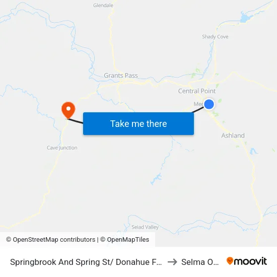 Springbrook And Spring St/ Donahue Frohnmayer Park to Selma OR USA map