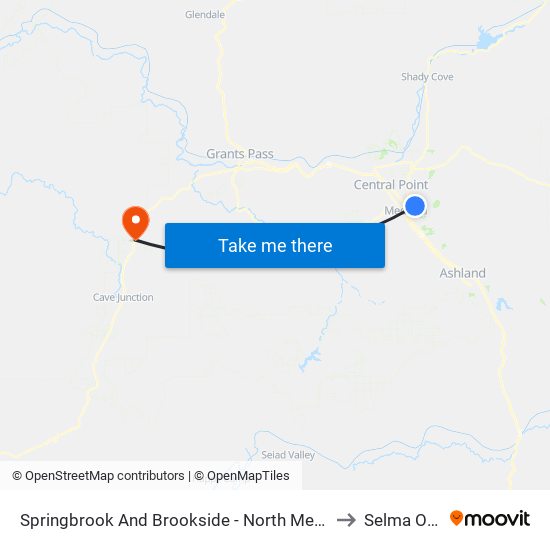 Springbrook And Brookside - North Medford High School to Selma OR USA map