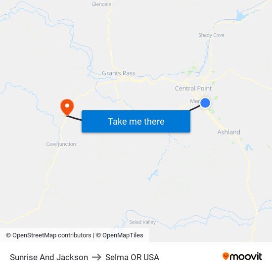 Sunrise And Jackson to Selma OR USA map