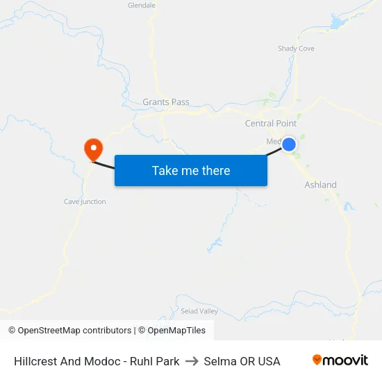 Hillcrest And Modoc - Ruhl Park to Selma OR USA map