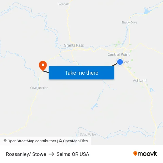 Rossanley/ Stowe to Selma OR USA map
