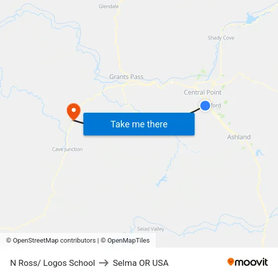 N Ross/ Logos School to Selma OR USA map