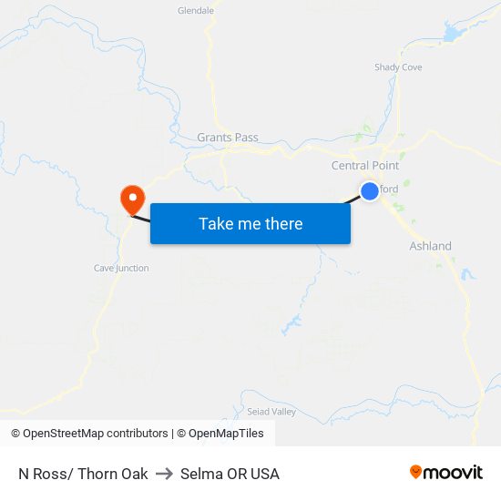 N Ross/ Thorn Oak to Selma OR USA map