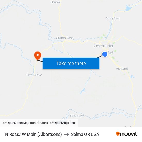N Ross/ W Main (Albertsons) to Selma OR USA map