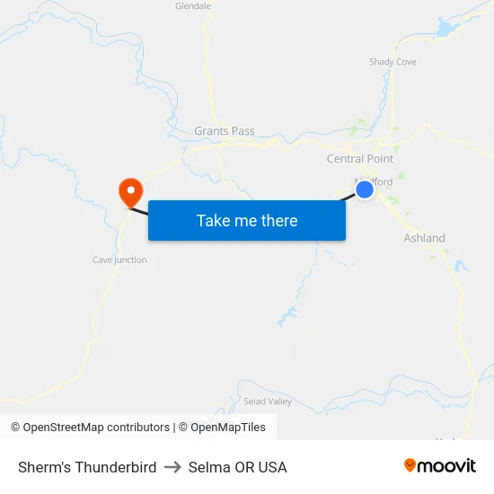 Sherm's Thunderbird to Selma OR USA map