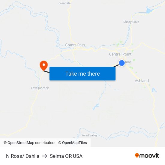 N Ross/ Dahlia to Selma OR USA map